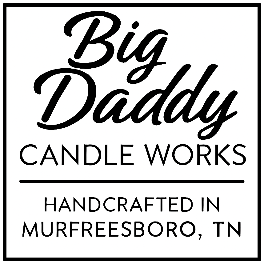 Logo for Big Daddy Candle Works with text 'Handcrafted in Murfreesboro, TN' on a white background.